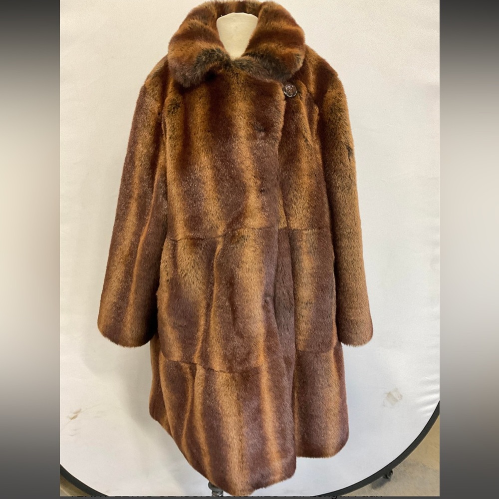 TERRY LEWIS 3/4 Length Faux Fur Coat , 1X